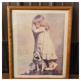 Framed Print of Girl with Dog