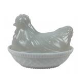 Hazel Atlas Hen on Nest Milk Glass Dish Set