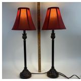 Bronze Table Lamps With Red Fabric Shades