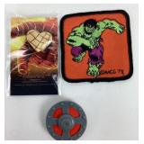 Vintage He-man Shield, 1979 Hulk Patch & Spiderman