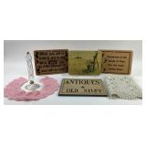 Decorative Signs, Crochet Doilies, Glass Holder
