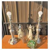 Metal Table Lamps, Glass Angels, Pitcher