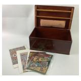 Vintage Wooden Sewing Box & Cigar Felts