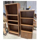 2 bookshelves - one with lower doors