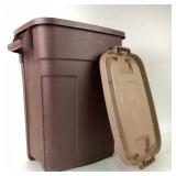 Brown Plastic Trash Bin With Lid