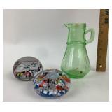 Kent Helms Paperweight, Uranium Glass Pitcher