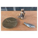Bronze Figurine, Brass Belt Buckle, Fish Accessory