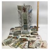 Metal Postcard Display & Early 20th Century Postca