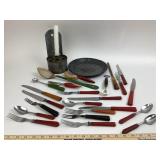 Bakelite Utensils, Tin Chamberstick, Kitchen Tools