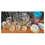 Glass Punch Bowl, Glass Cups, Kitchen Accessories
