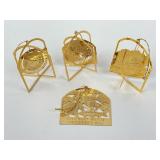 4 1990's Fort Wayne Gold Tone Ornaments