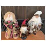 Santa Figurines With Fur Trim And Holiday Decor