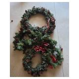 Holiday Wreaths With Pinecones, Ribbons