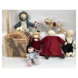 Woven Basket, Fabric Dolls, Japanese Figurine