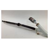 Porcelain and Wood Smoking Pipe with Painted Desig