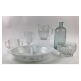 Glasbake Divided Dish, Clear Glass Pitchers, Bottl