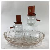 Glass Serving Dish, Hazel Atlas Nut Choppers