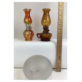 Oil Lamps & Frosted Etched Dome Shade