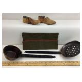 Korean War Garrison Cap, Shoe Lasts, Copper Ladles