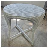 White Wicker Round Table 24 in. Across & 23 in.