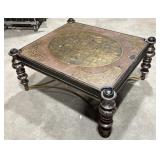 Large brass inlaid coffee table