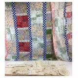 Handmade Patchwork Quilt Top, Crochet Doilies
