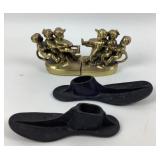 Brass Boy Bookends, Cast Iron Shoe Molds