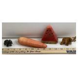 Carved Stone Carrot, Watermelon, Animals