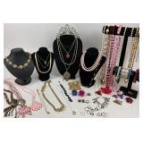 Costume Jewelry: Faux Pearl tiara, Jelly bean pend