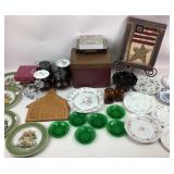 Decorative Plates, Green Glassware, Candlestick Ho
