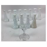 Milk Glass Vases, Clear Glass Candle Holder