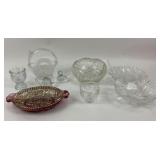 Pressed Glass Tableware, Bowls, Glass Bird, Fish