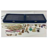 Costume Jewelry With Bead Necklaces, Pins