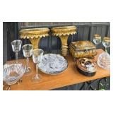 2 Gold Shelves, Crystal, Fine China