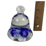 St. Clair Glass Paperweight With Blue Floral Desig