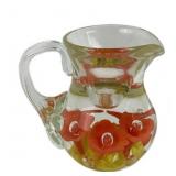 St Clair Glass Pitcher Paperweight With Floral Des