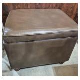 Vinyl Brown Footstool With Storage Chest 18 in. X