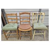 Wood Kitchen Chairs (3) Each With Chair Pad