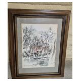 Framed Lithograph Print Titled 'Colonial Court