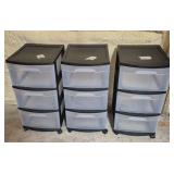 Sterlite Plastic 3 Drawer Rolling Storage On