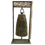 Tony Evans Raku Pottery Bell, Copper Accents