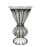 Crate & Barrel Glass Vase With Metal Frame