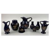 Cobalt Blue Ceramic Vases, Pitchers, Jars