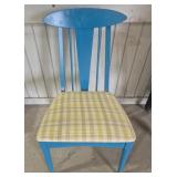 MCM Wood Chair Painted Turquoise With Yellow