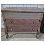 Oak Quarter Saw Chest Of Drawers On Wheels - 3