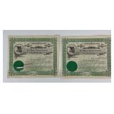 2 Stock Certificates for the Fort Wayne Abstract