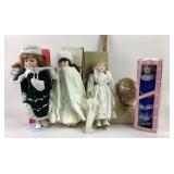 Porcelain Dolls in Various Dresses
