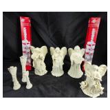 Porcelain Angel Figures, Candle Holders, Christmas