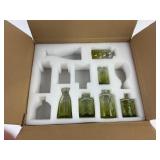 Green Glass Bud Vases, Textured Designs