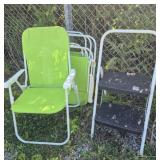 Cosco Step Stool & 4 Mesh Lawn Chairs - Lime